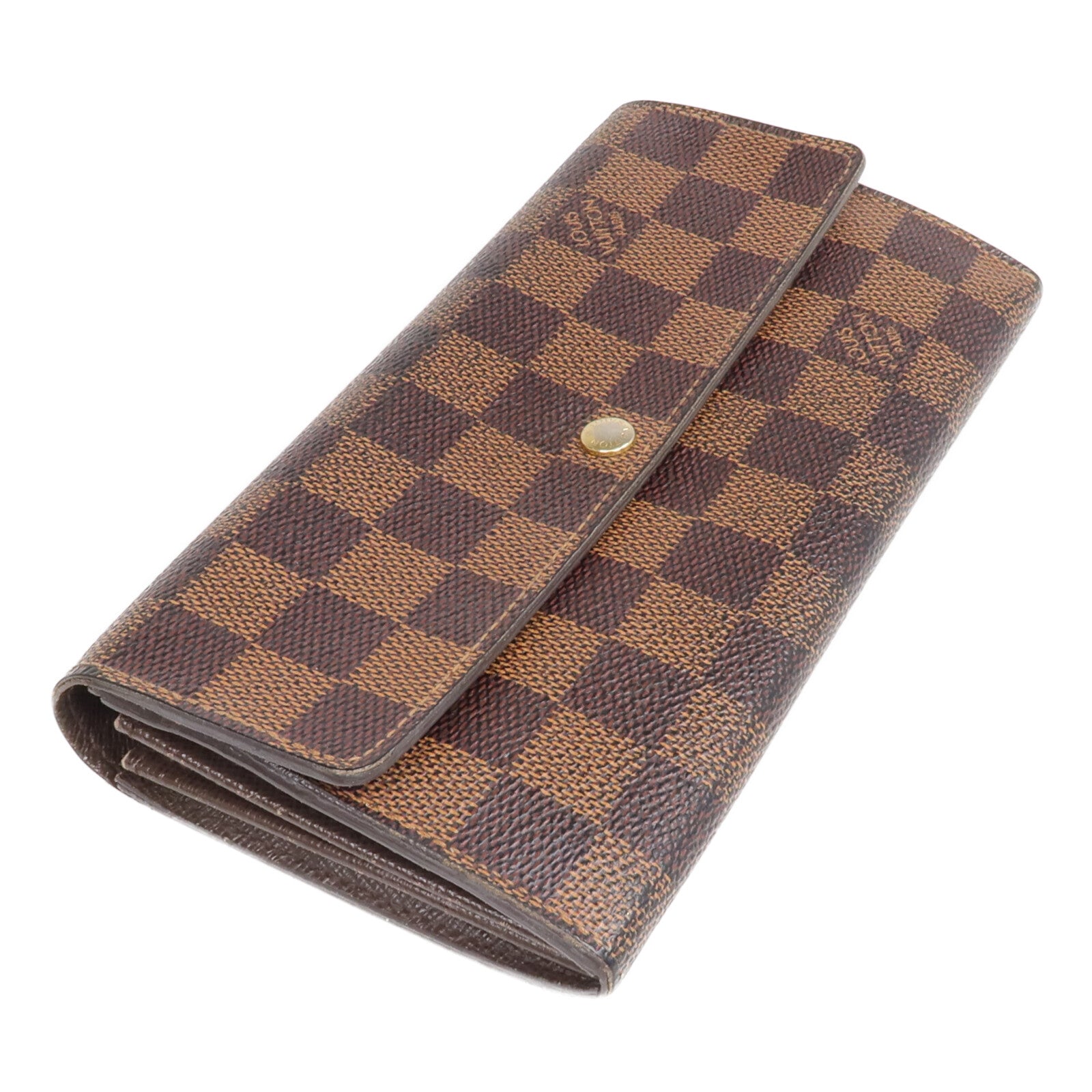LOUIS VUITTON 【激減優惠】Damier Portefeuille Sarah 金扣長錢包
