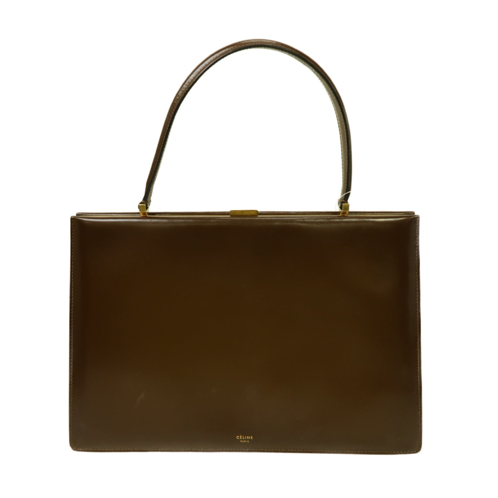 CELINE 牛皮皮革Vintage Handbag金扣手挽袋啡色