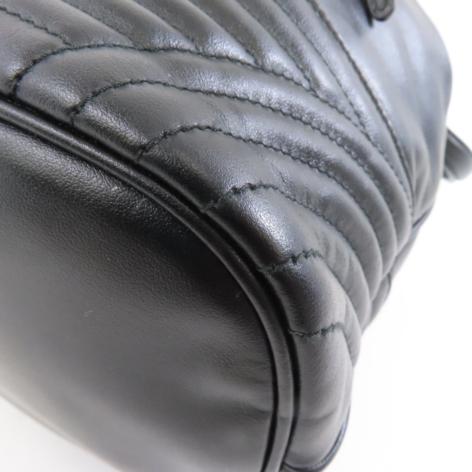 PRADA 牛皮皮革2 Way Shoulder銀扣手挽肩背兩用袋黑色
