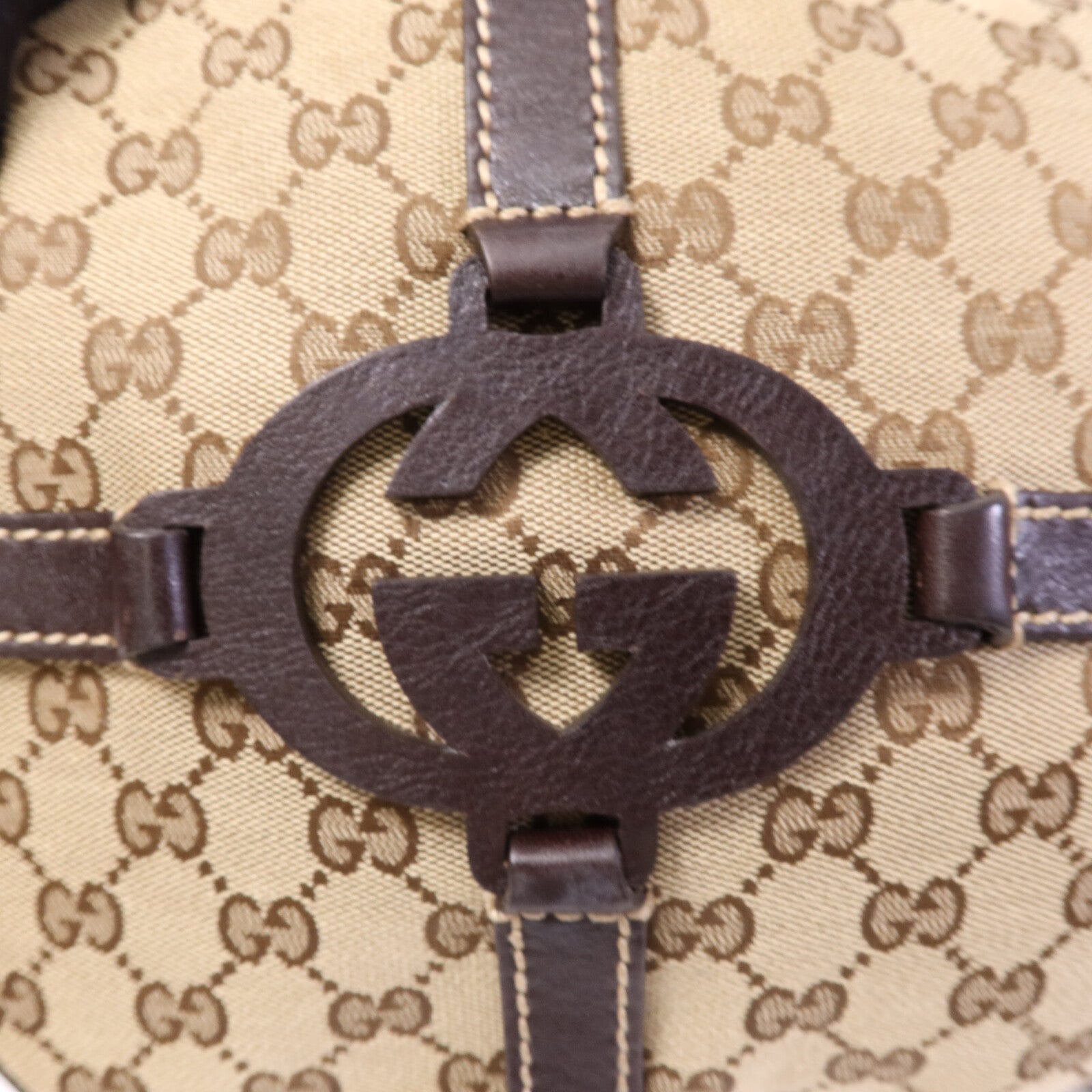 GUCCI 帆布Shoulder Bag金扣肩背袋