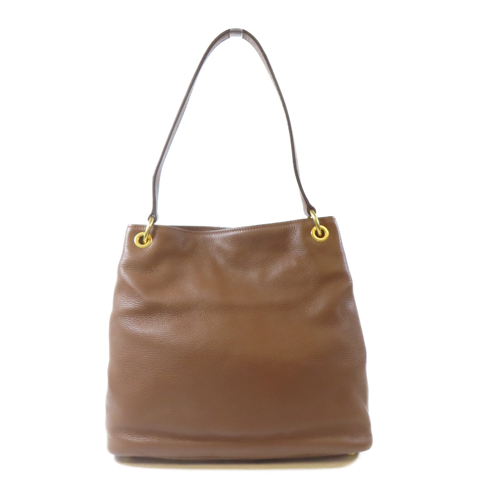 Miu Miu 牛皮皮革Shoulder Bag金扣肩背袋啡色