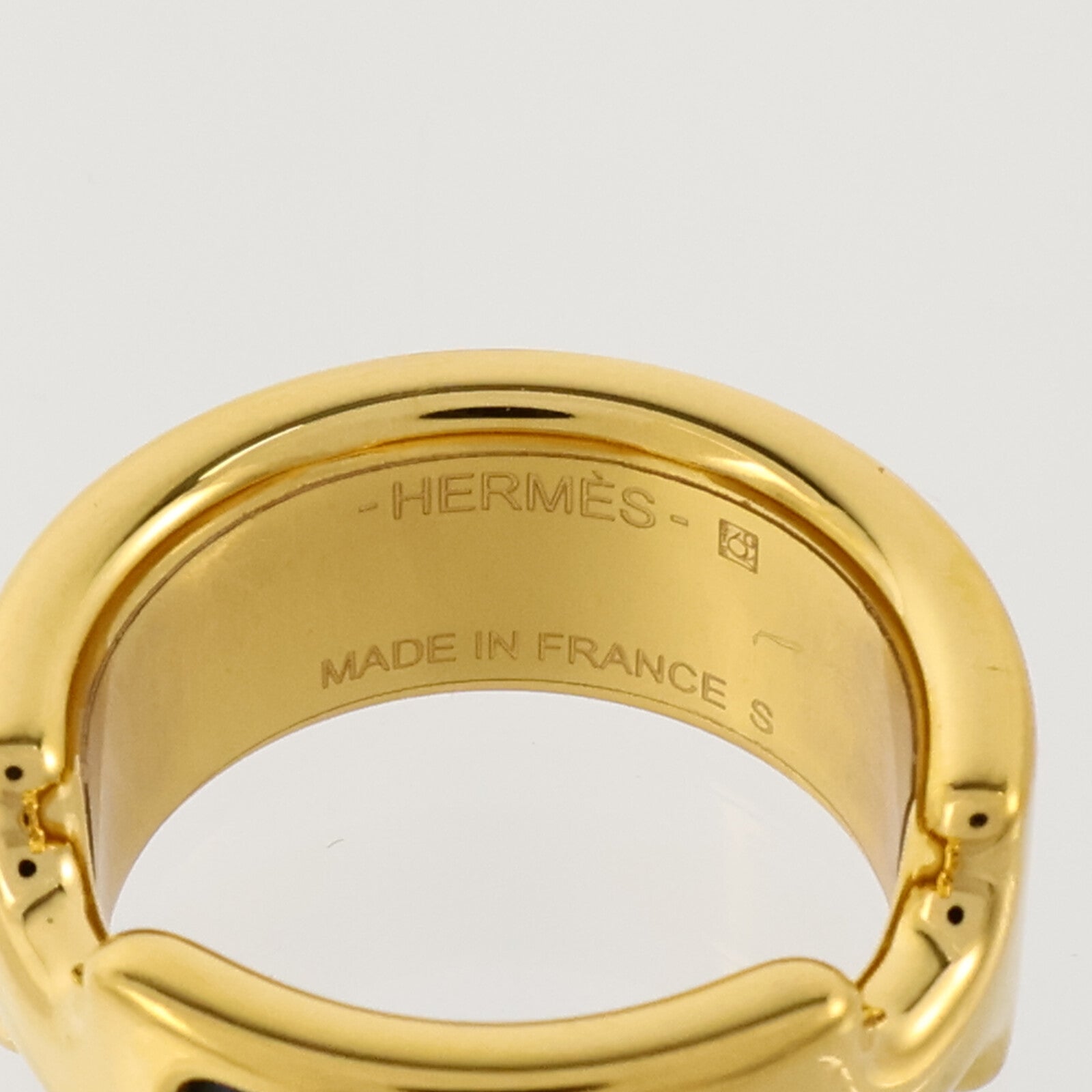 HERMES Madame皮革/金屬Olympe Ring Small Model戒指Black