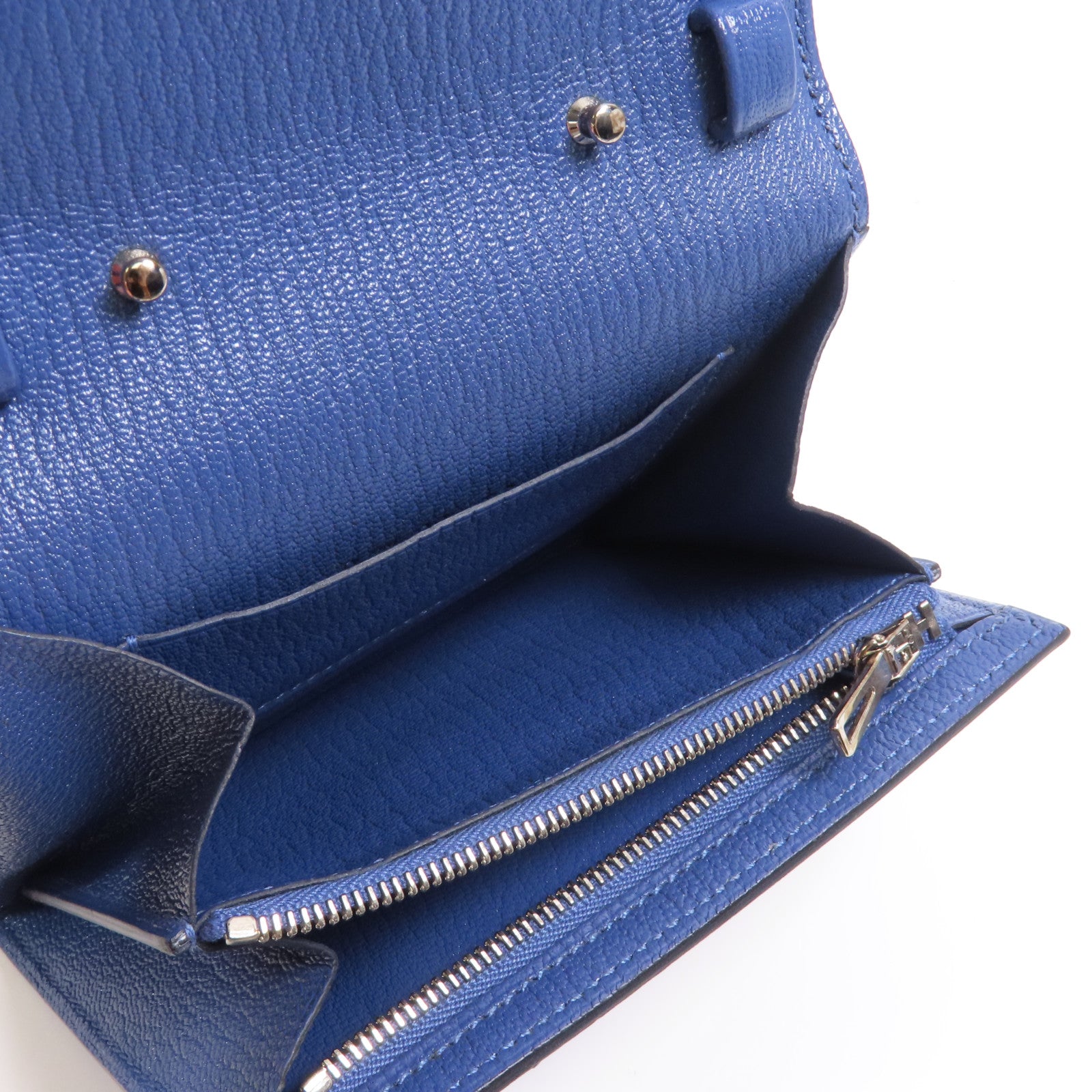 HERMES Chevre皮革Cinhetic To Go Wallet銀扣肩背袋7E Bleu Brighton