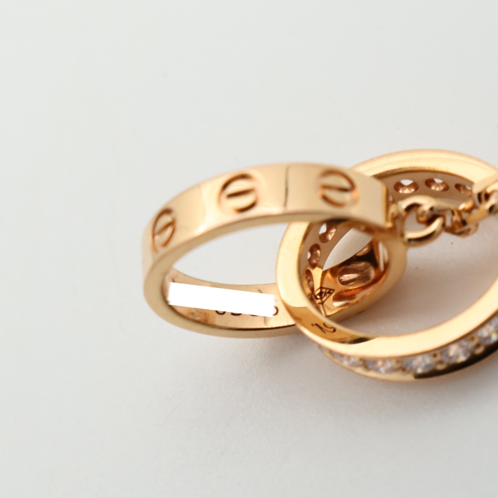 CARTIER 18K玫瑰金Love Pendant Half-Paved鑽石項鍊
