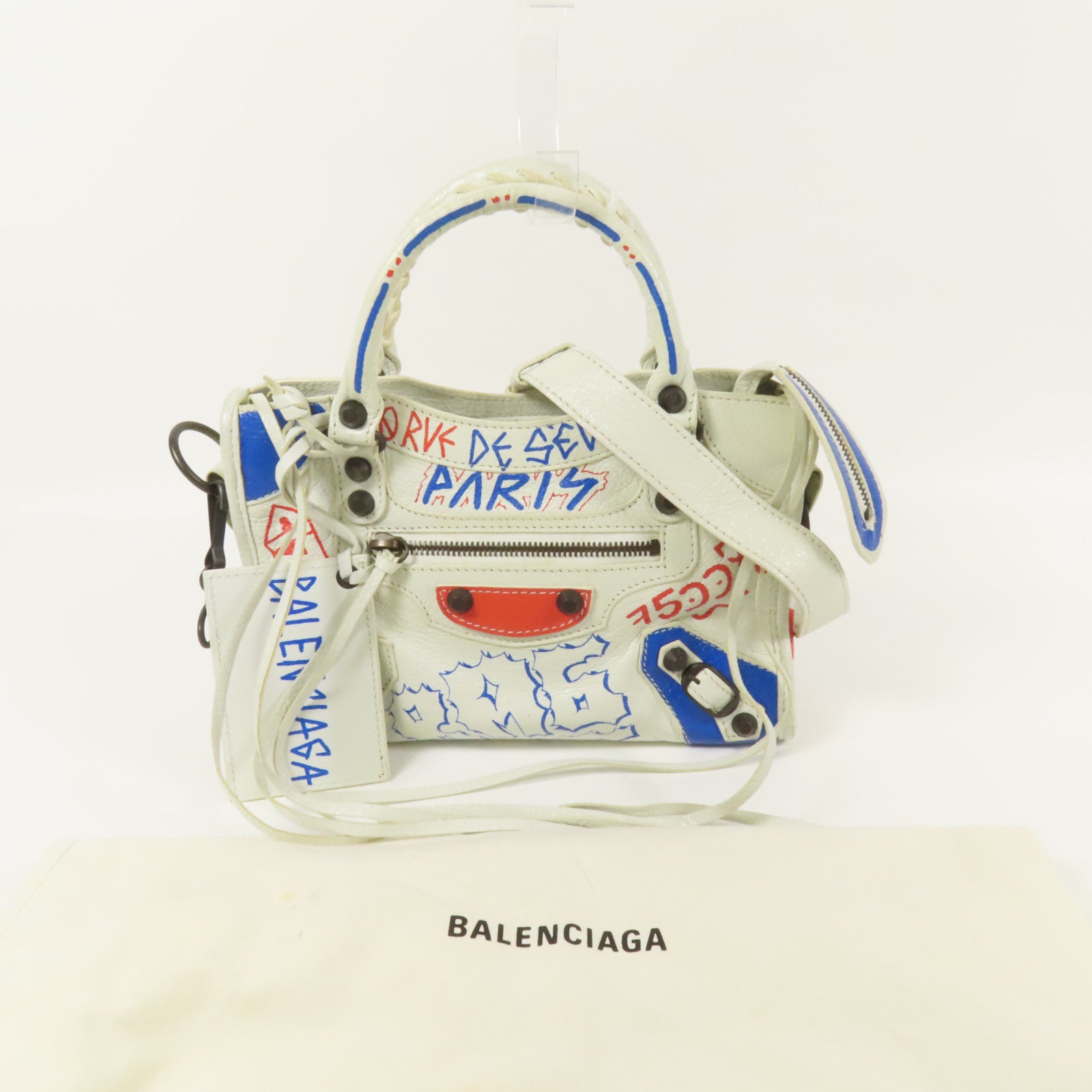 BALENCIAGA 牛皮皮革Mini City Graffiti手挽肩背兩用袋