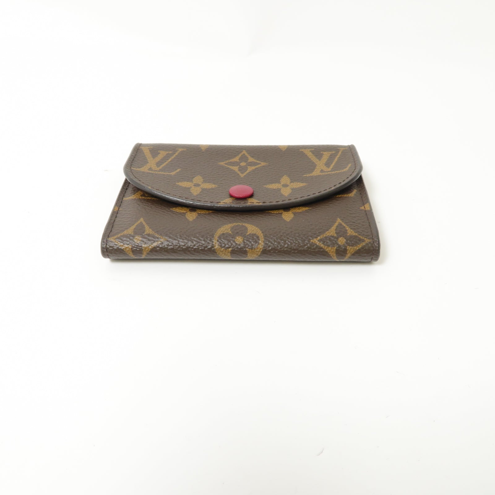 LOUIS VUITTON Monogram Rosalie金扣卡片套棕色/酒紅色