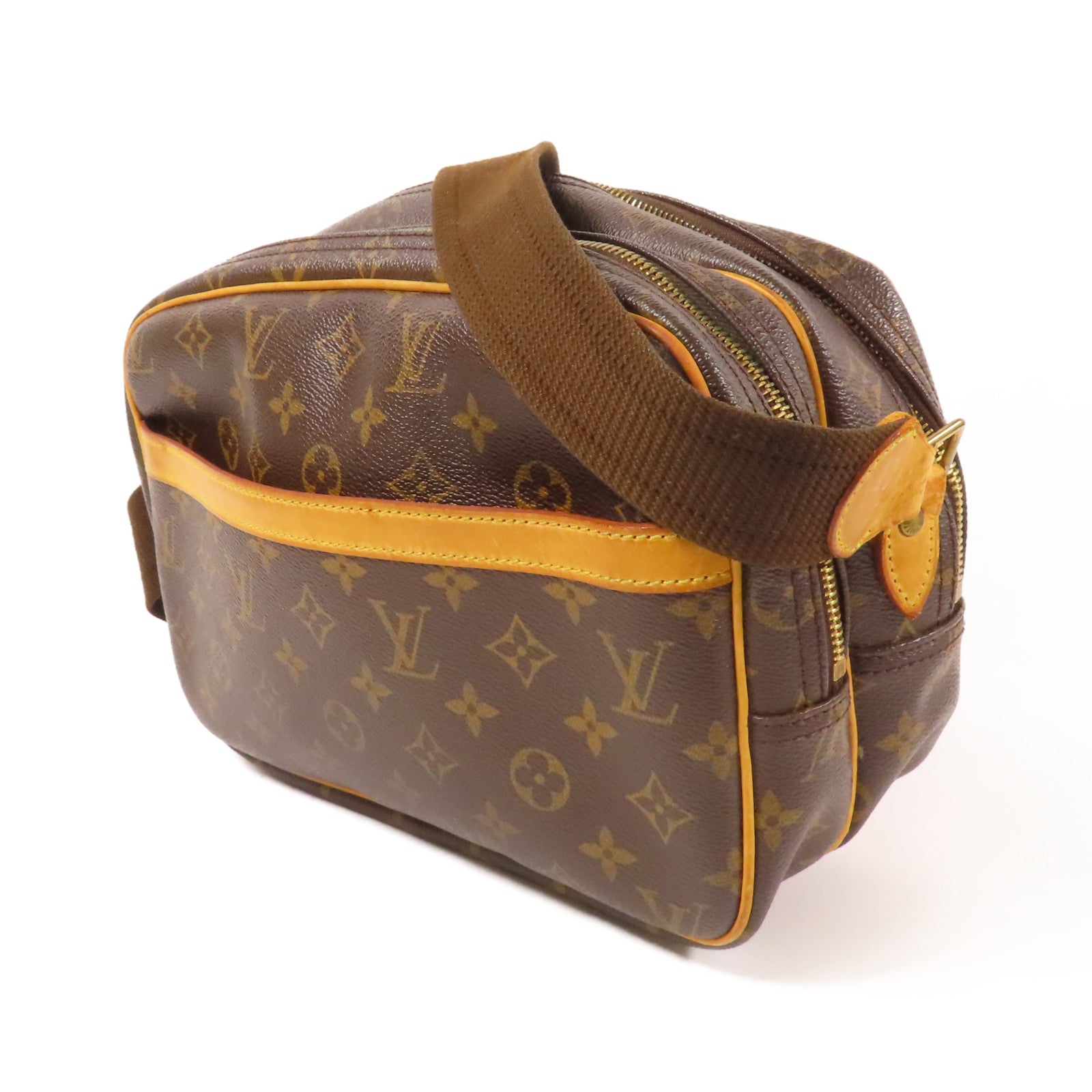 LOUIS VUITTON 【激減優惠】Monogram Reporter PM金扣肩背袋棕色