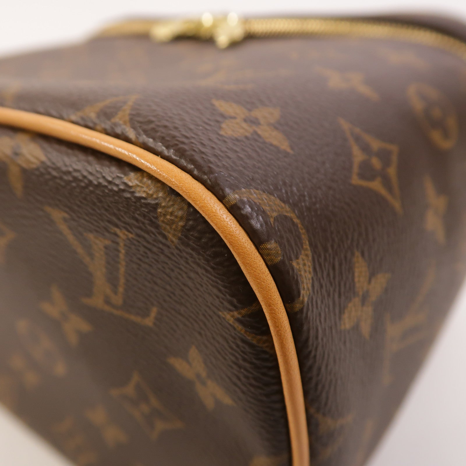 LOUIS VUITTON Monogram Nice BB金扣手挽袋棕色