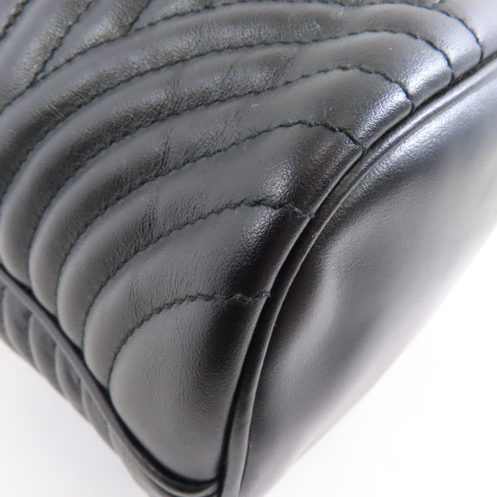 PRADA 牛皮皮革2 Way Shoulder銀扣手挽肩背兩用袋黑色