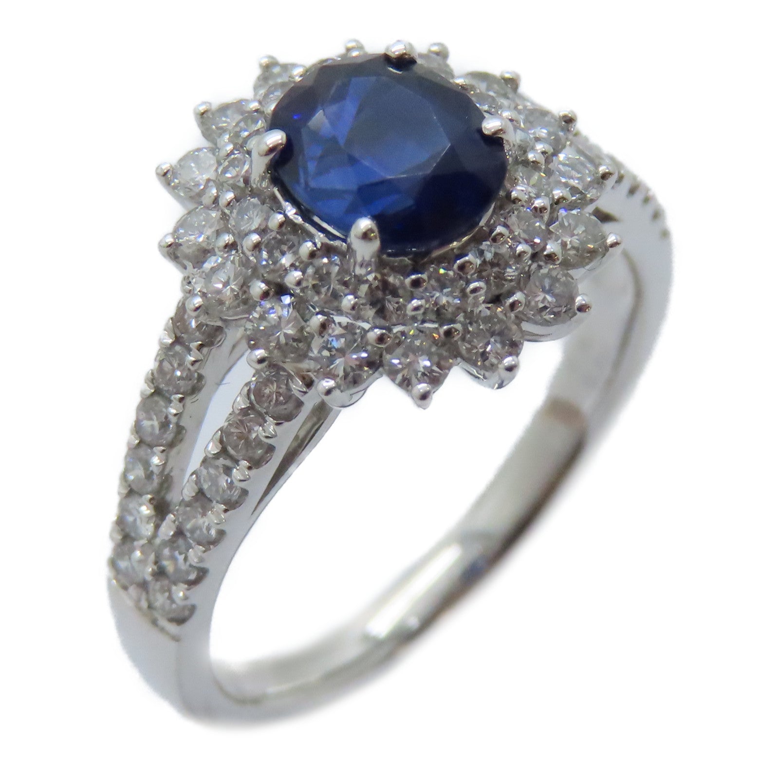 JEWELRY PT950鉑金Sapphire Diamond Ring 1.08ct藍寶石/0.81ct鑽石戒指US#6