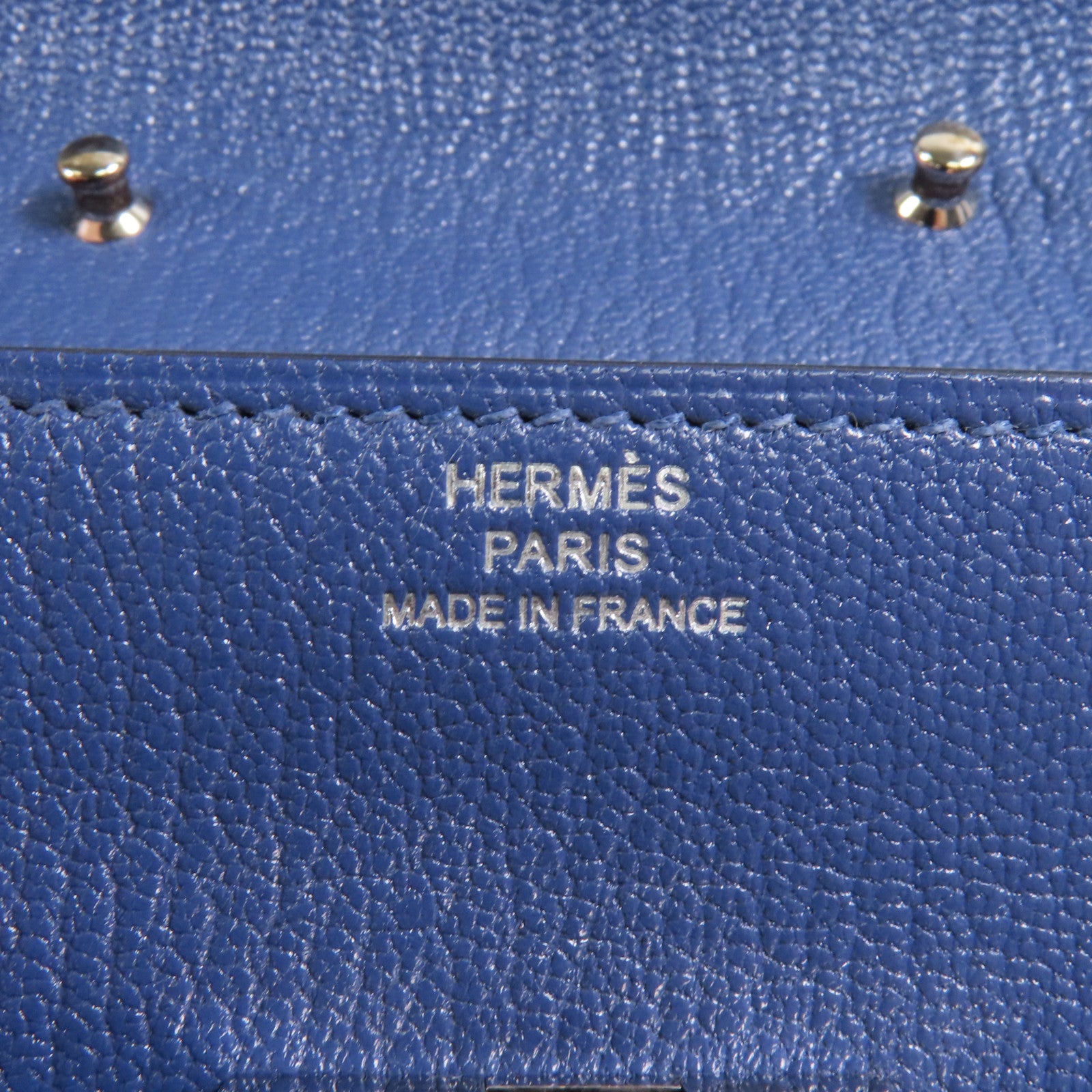 HERMES 【激減優惠】Chevre皮革Cinhetic To Go Wallet銀扣肩背袋7E Bleu Brighton