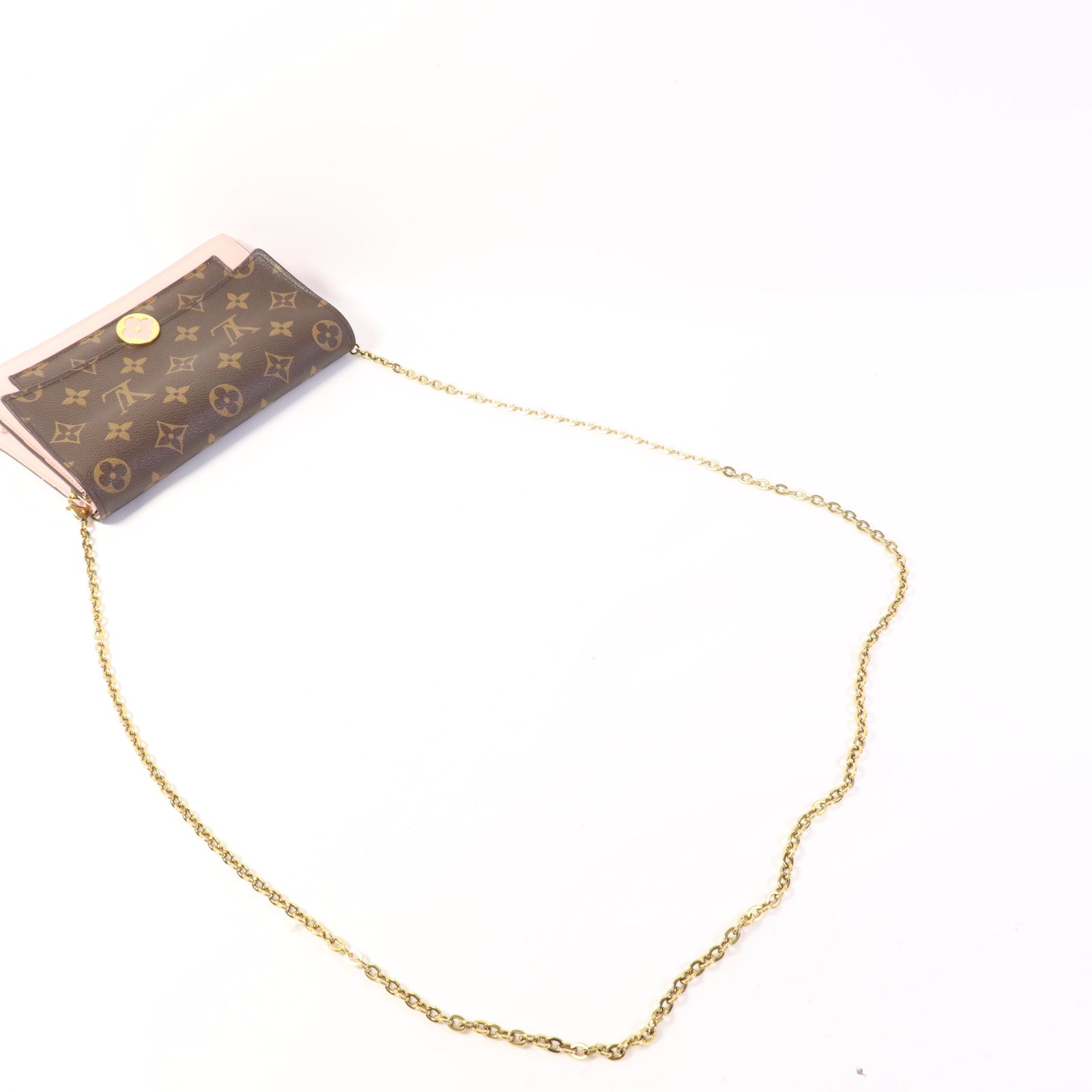 LOUIS VUITTON Monogram Flore Chain Wallet金扣鏈帶肩背袋