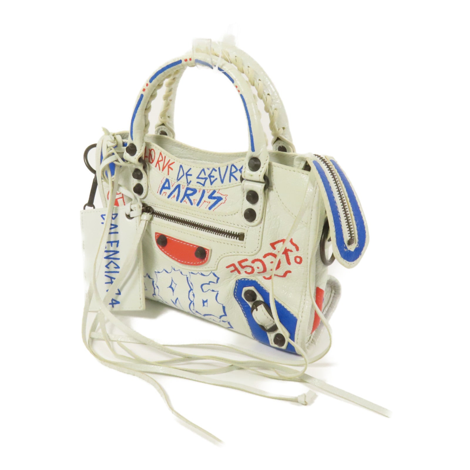 BALENCIAGA 牛皮皮革Mini City Graffiti手挽肩背兩用袋