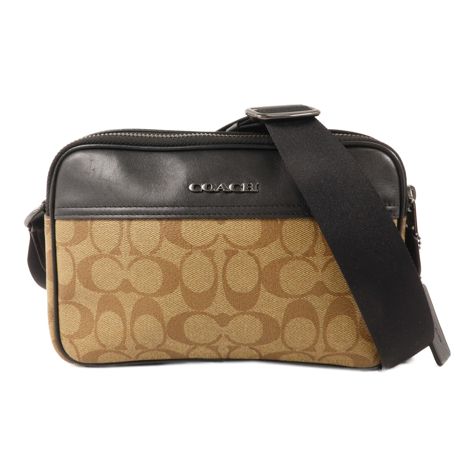 COACH 牛皮皮革/塗層帆布Shoulder Bag肩背袋