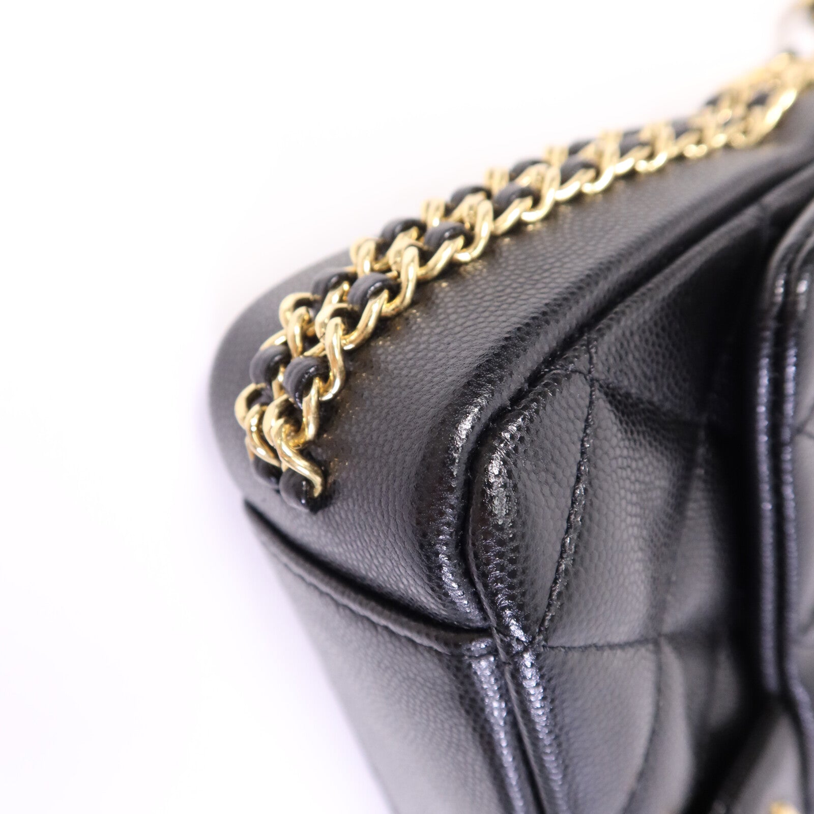 CHANEL 牛皮皮革Mini Flap Bag金扣鏈帶肩背袋