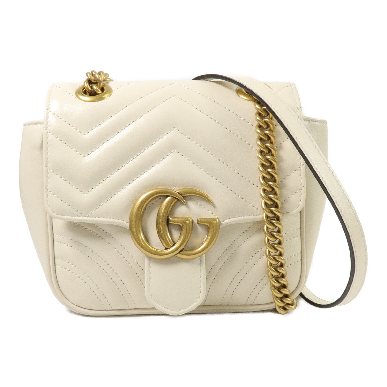 GUCCI 牛皮皮革GG Marmont Mini鏈帶肩背袋