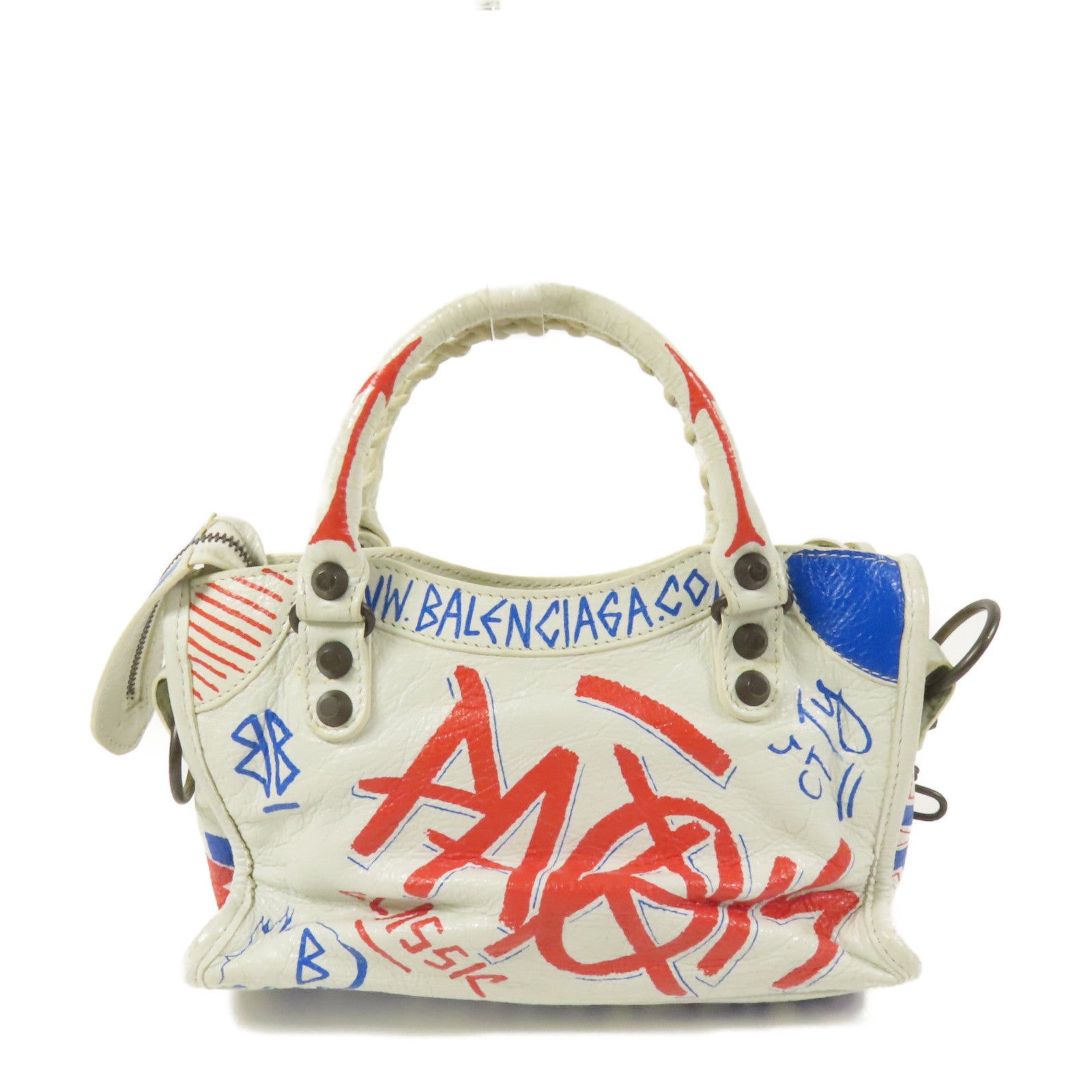 BALENCIAGA 牛皮皮革Mini City Graffiti手挽肩背兩用袋
