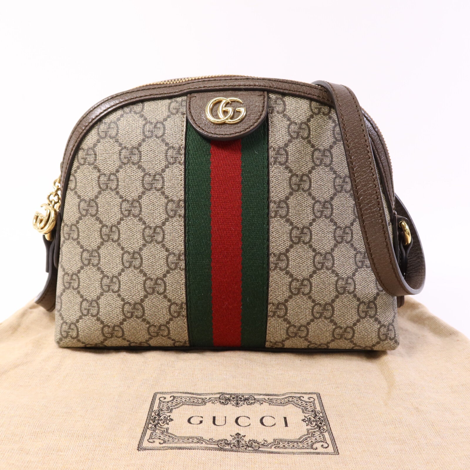 GUCCI 塗層帆布Ophidia GG金扣肩背袋