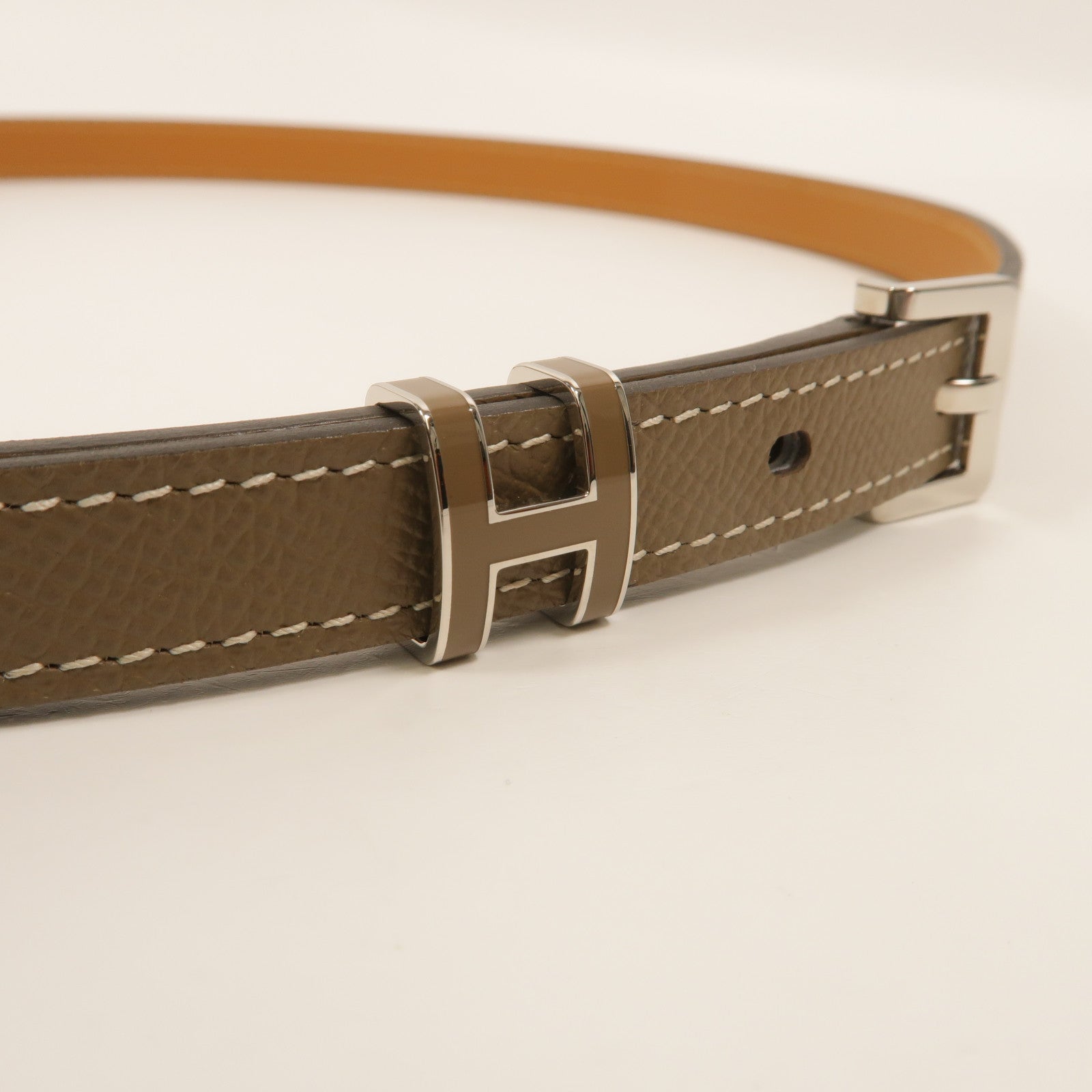 HERMES Epsom皮革Pop H Belt皮帶Etoupe