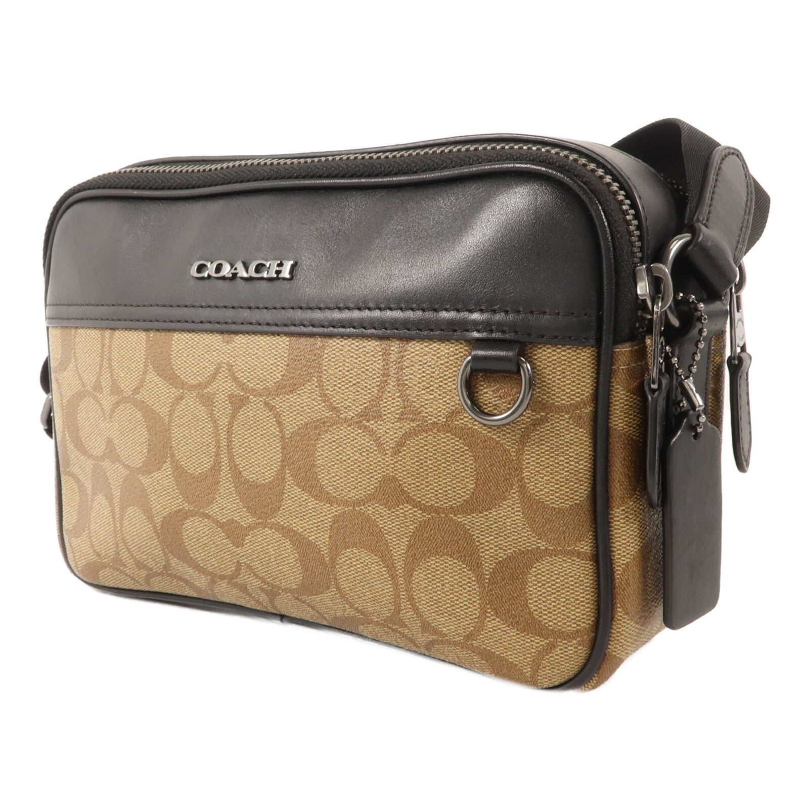 COACH 牛皮皮革/塗層帆布Shoulder Bag肩背袋