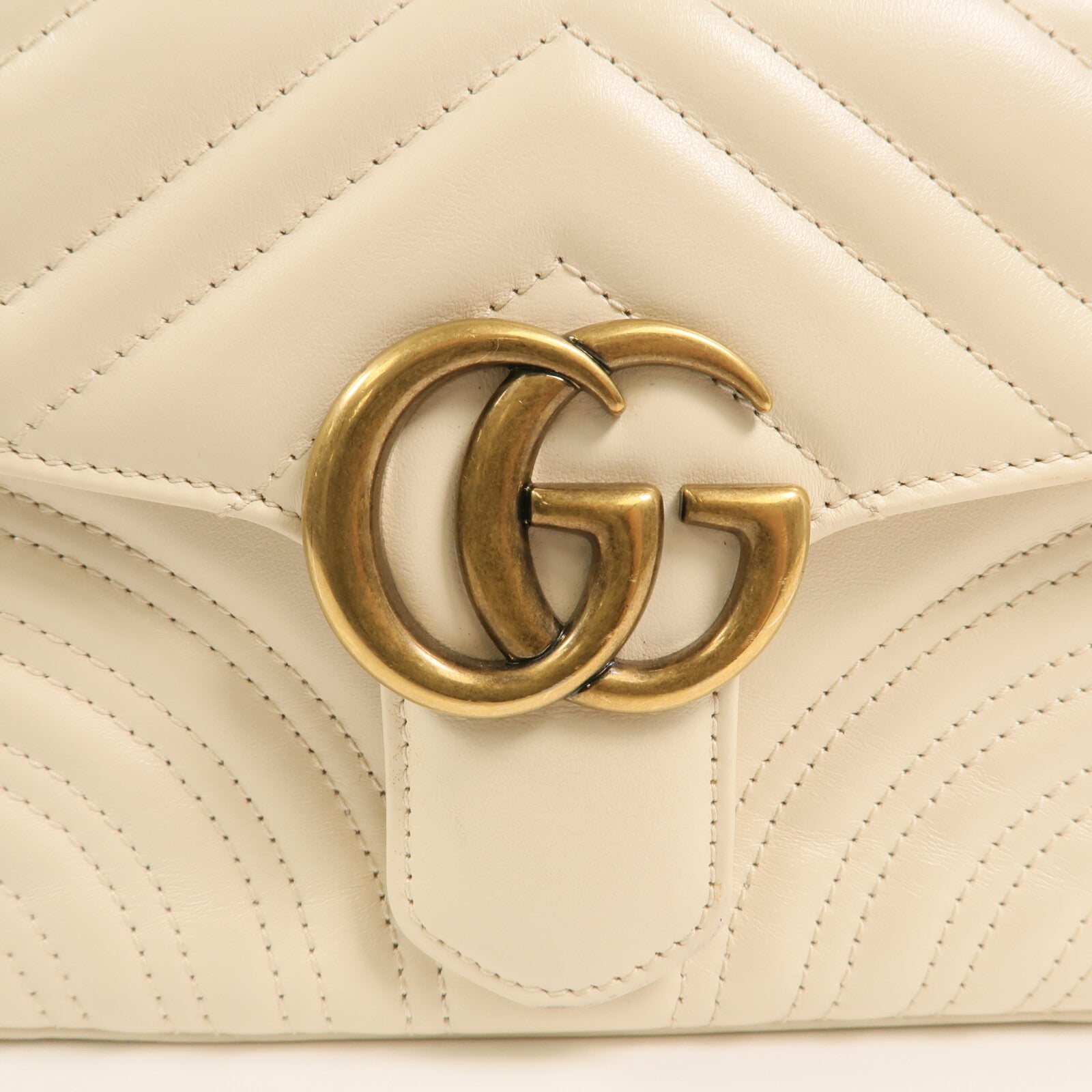 GUCCI 牛皮皮革GG Marmont金扣鏈帶手挽肩背兩用袋