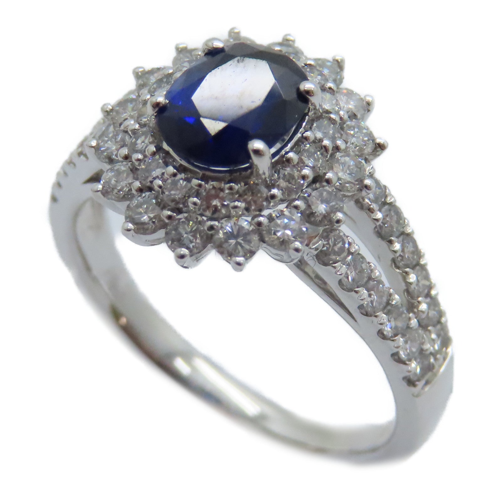 JEWELRY PT950鉑金Sapphire Diamond Ring 1.08ct藍寶石/0.81ct鑽石戒指US#6