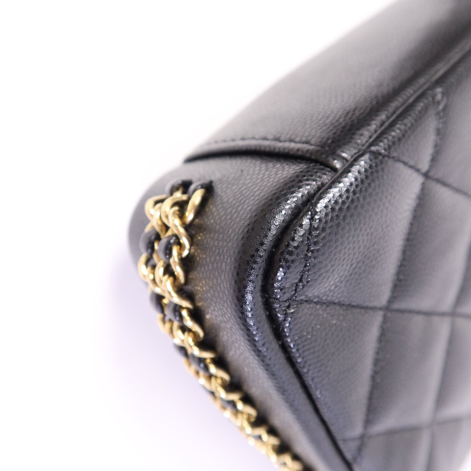 CHANEL 牛皮皮革Mini Flap Bag金扣鏈帶肩背袋