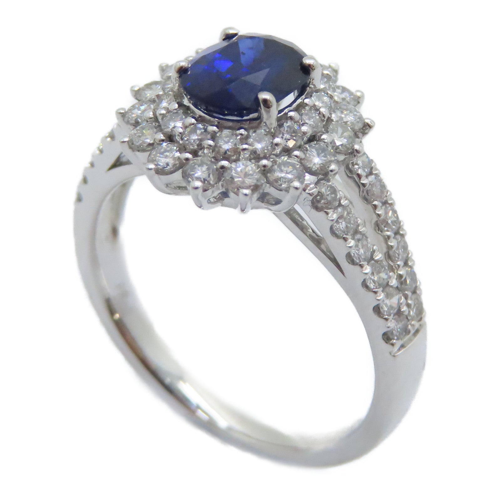 JEWELRY PT950鉑金Sapphire Diamond Ring 1.08ct藍寶石/0.81ct鑽石戒指US#6