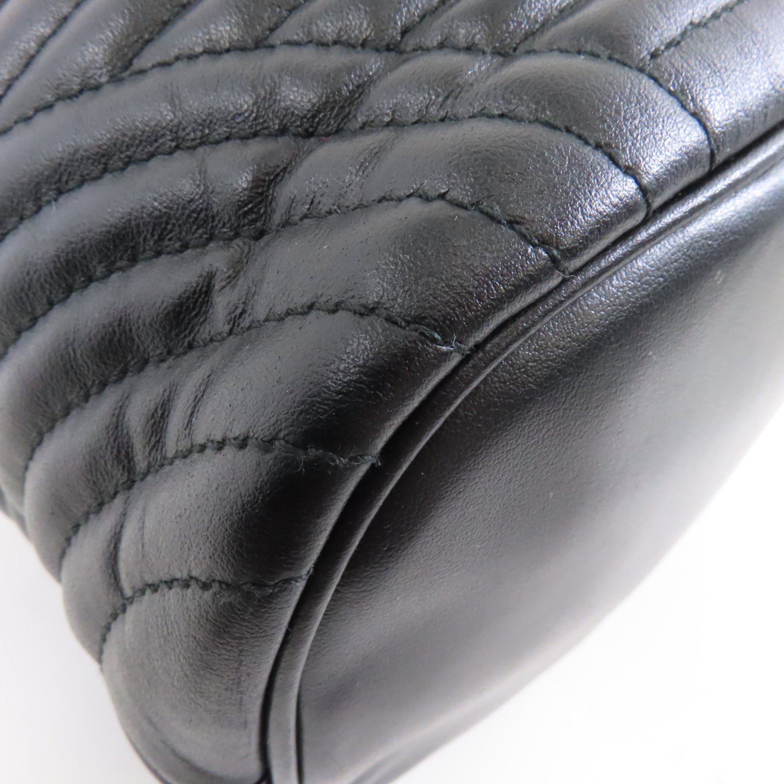 PRADA 牛皮皮革2 Way Shoulder銀扣手挽肩背兩用袋黑色