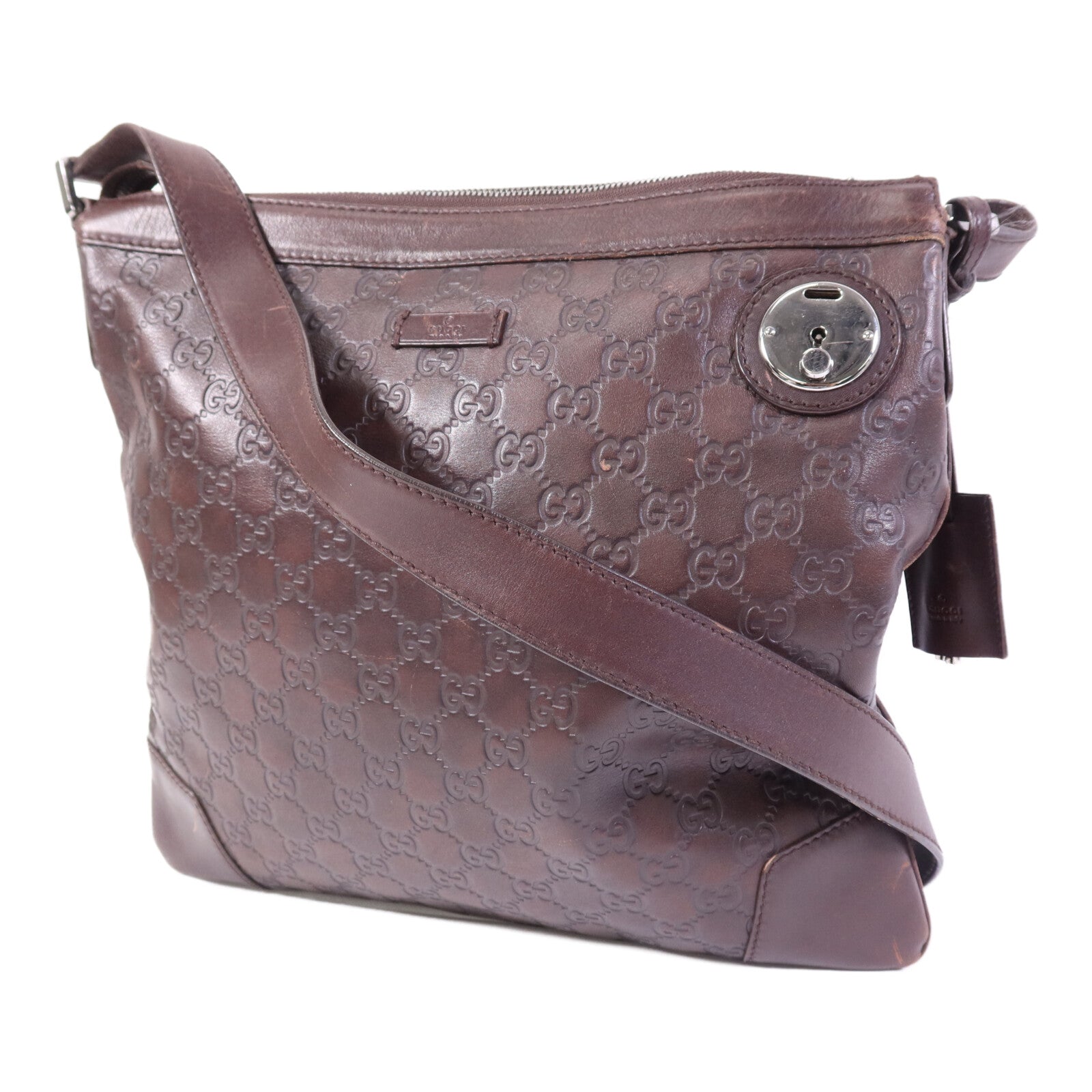 GUCCI 牛皮皮革Shoulder Bag銀扣肩背袋