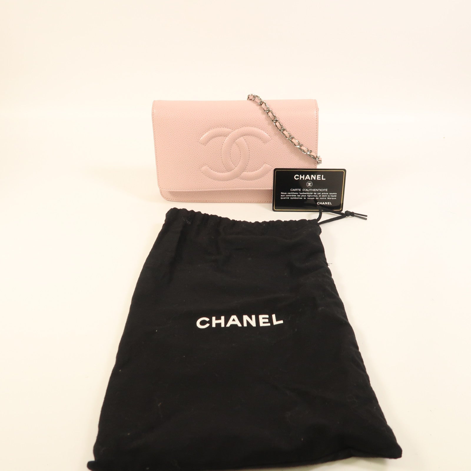 CHANEL 牛皮皮革WOC Wallet On Chain銀扣鏈帶肩背袋