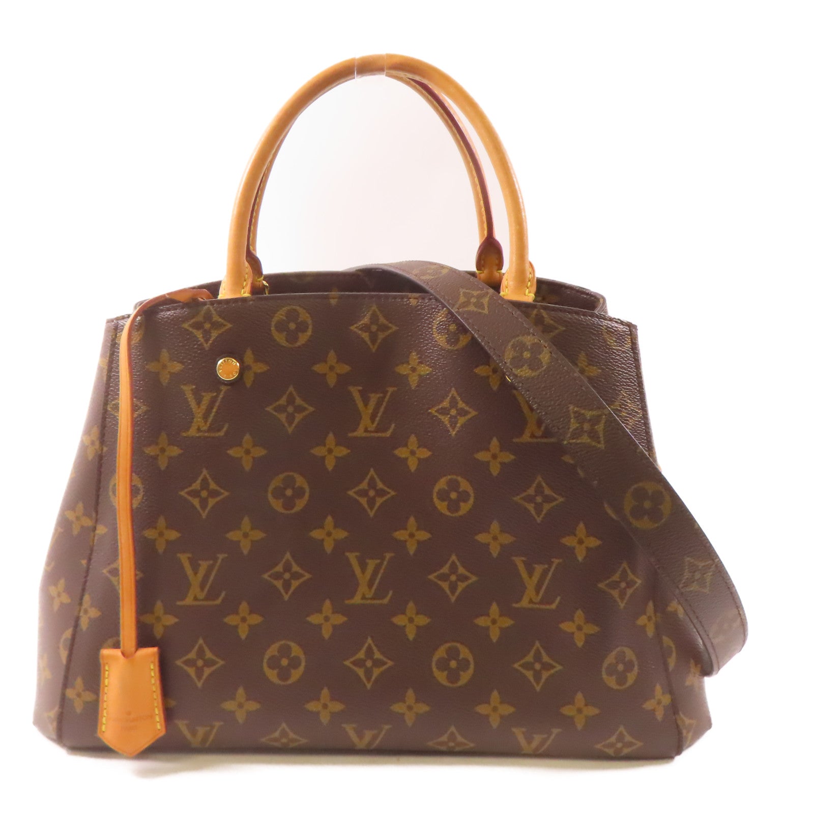 LOUIS VUITTON Monogram Montaigne金扣手挽肩背兩用袋棕色