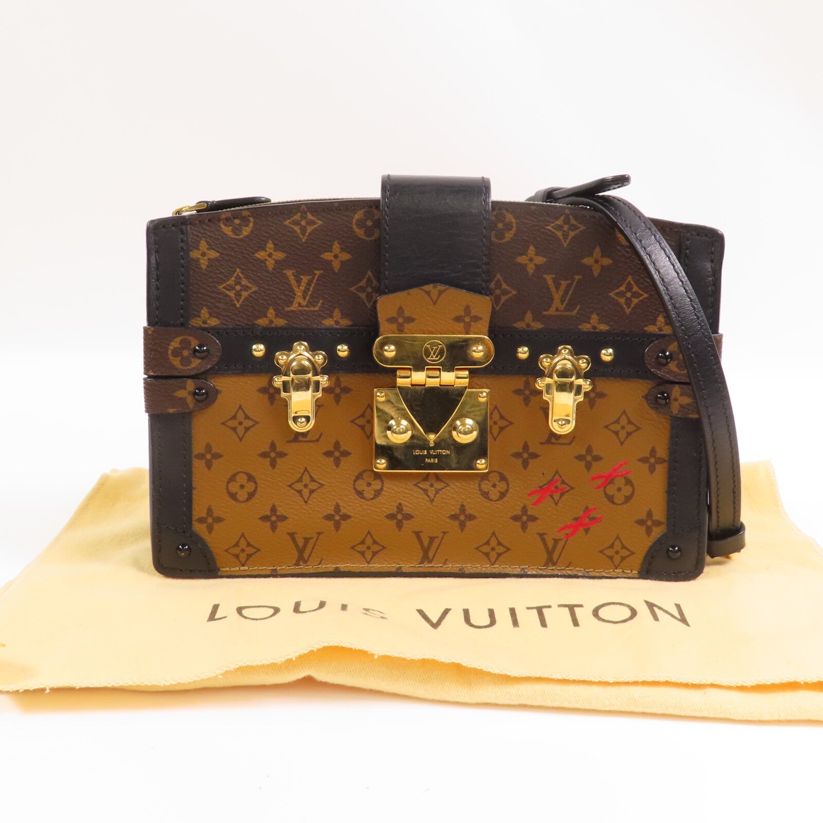 LOUIS VUITTON 【激減優惠】Monogram Reverse Trunk Clutch金扣肩背袋