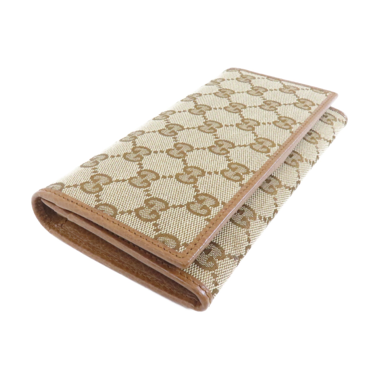 GUCCI 帆布Long Wallet金扣長錢包啡色