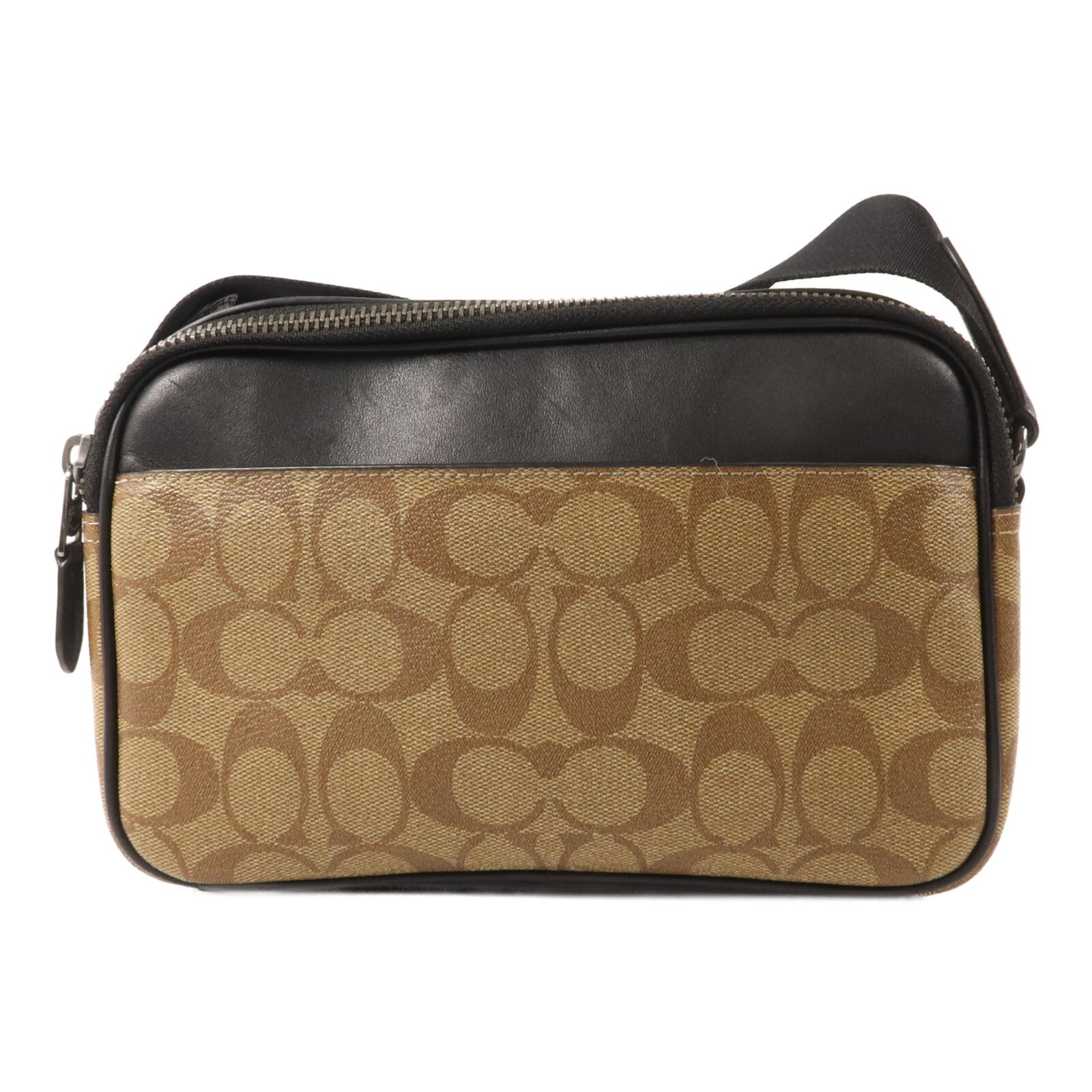 COACH 牛皮皮革/塗層帆布Shoulder Bag肩背袋