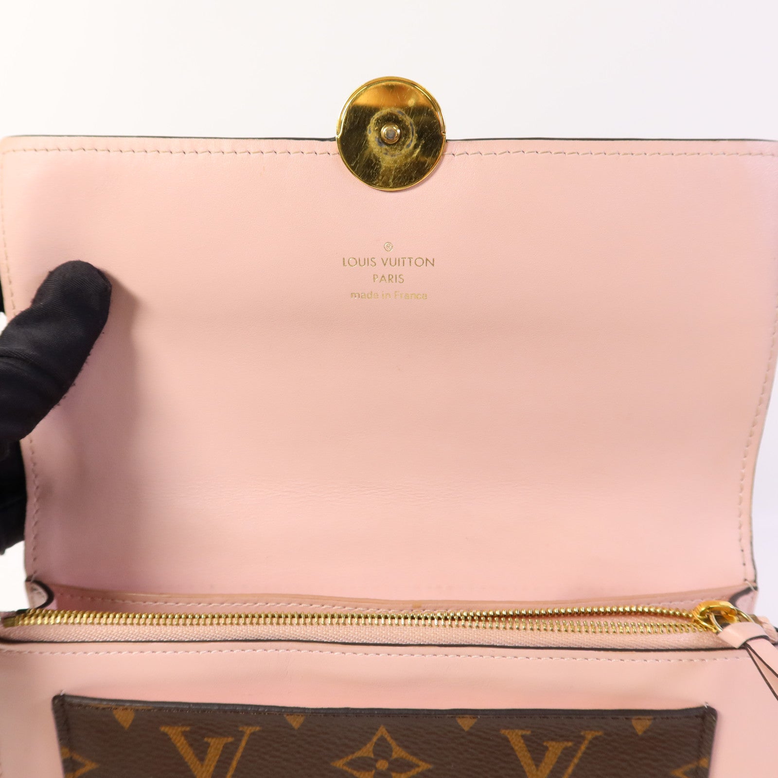 LOUIS VUITTON Monogram Flore Chain Wallet金扣鏈帶肩背袋