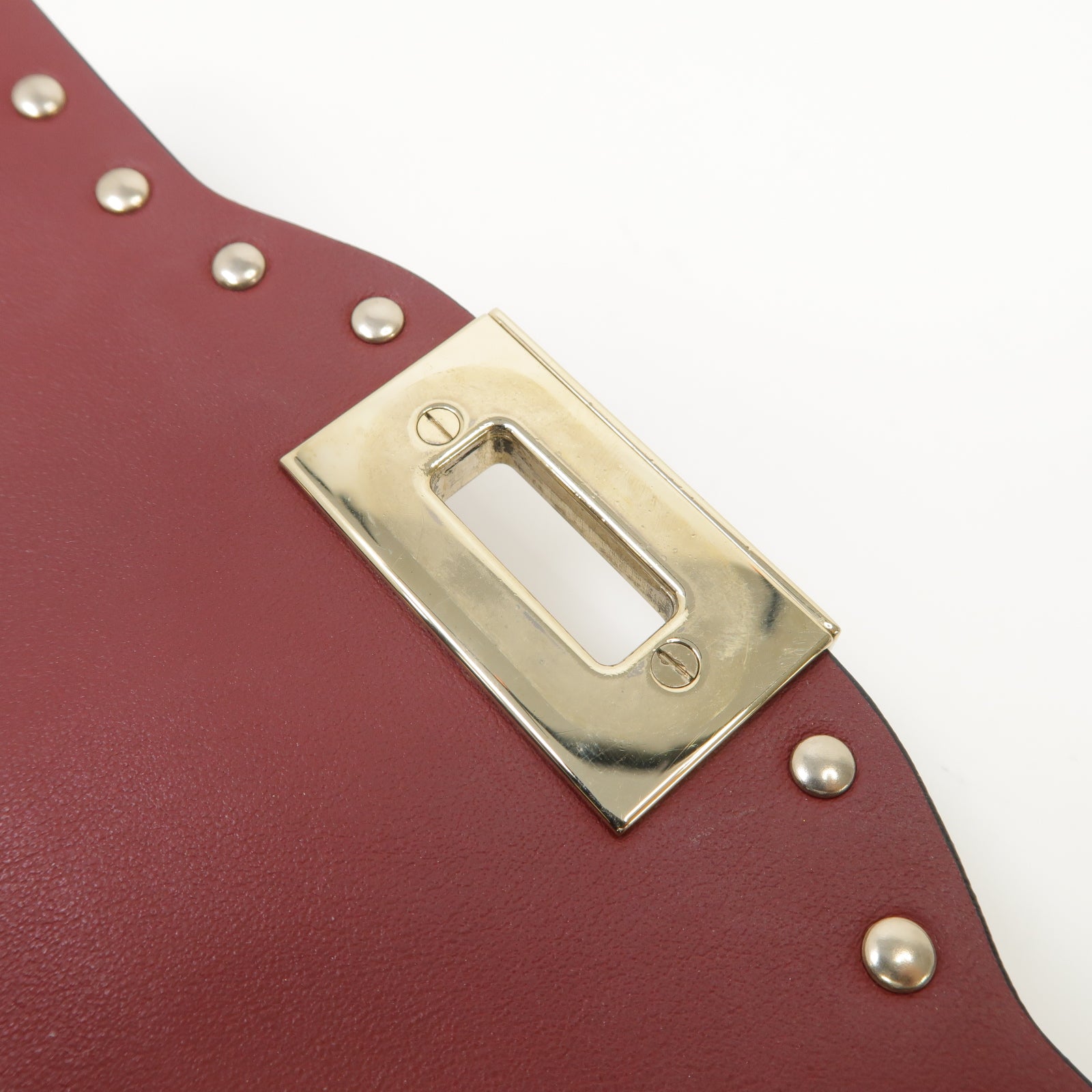 Valentino 羊皮皮革Shoulder Bag金扣肩背袋紅色