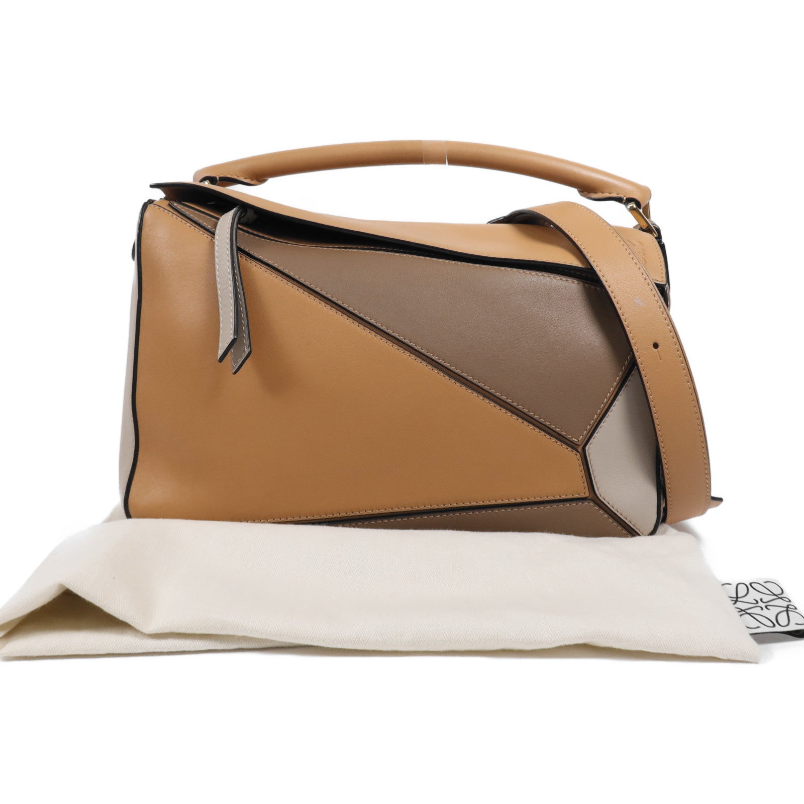 LOEWE 牛皮皮革Puzzle Medium金扣手挽肩背兩用袋