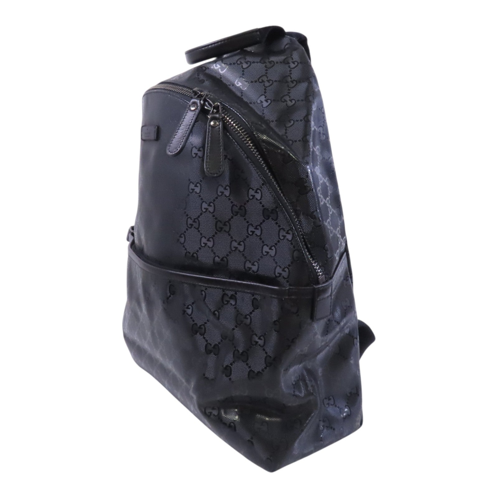 GUCCI 塗層帆布Backpack銀扣背包