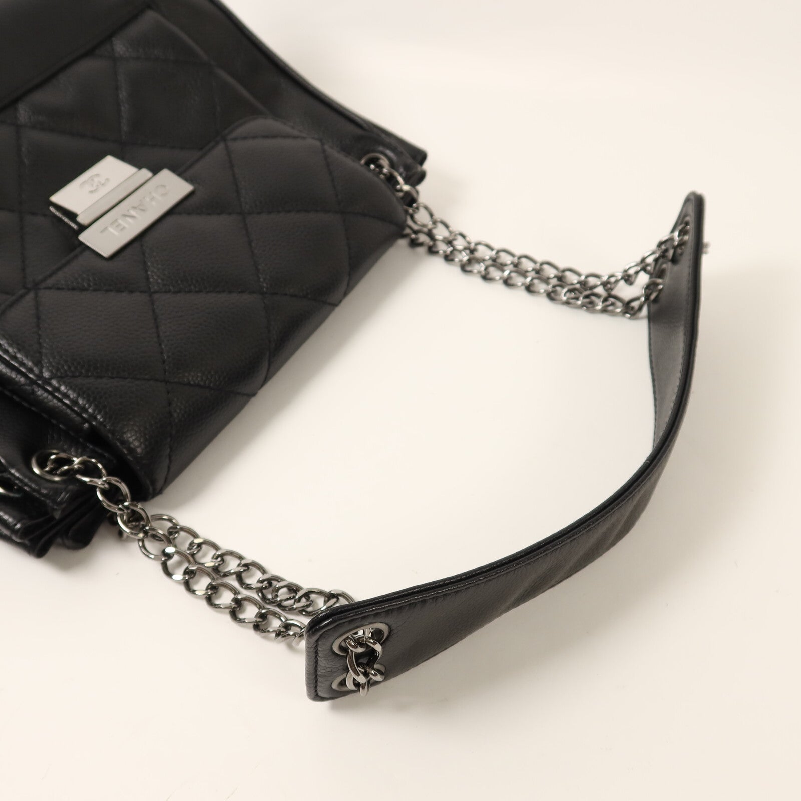 CHANEL 牛皮皮革Accordion Flap銀扣鏈帶肩背袋