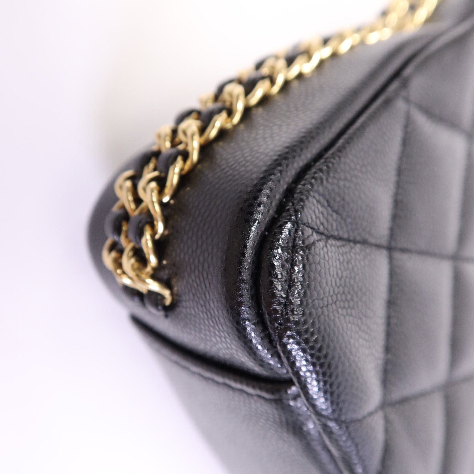 CHANEL 牛皮皮革Mini Flap Bag金扣鏈帶肩背袋