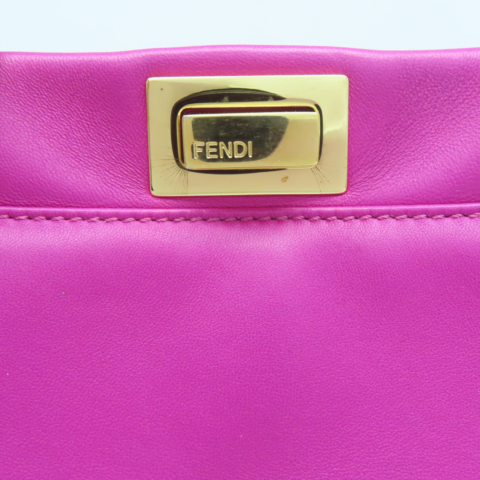 FENDI 【激減優惠】羊皮皮革Peekaboo金扣手挽肩背兩用袋桃紅色