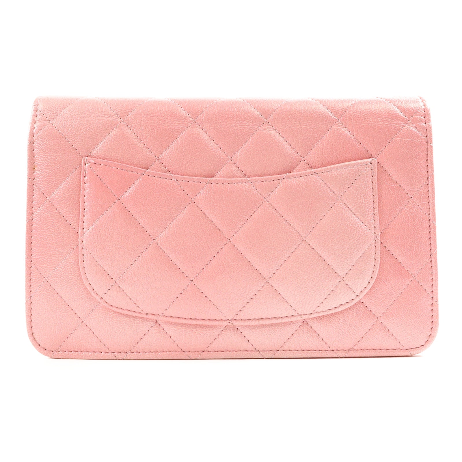 CHANEL CC GHW WOC Wallet On Chain Shoulder Bag Calfskin Leather Pink
