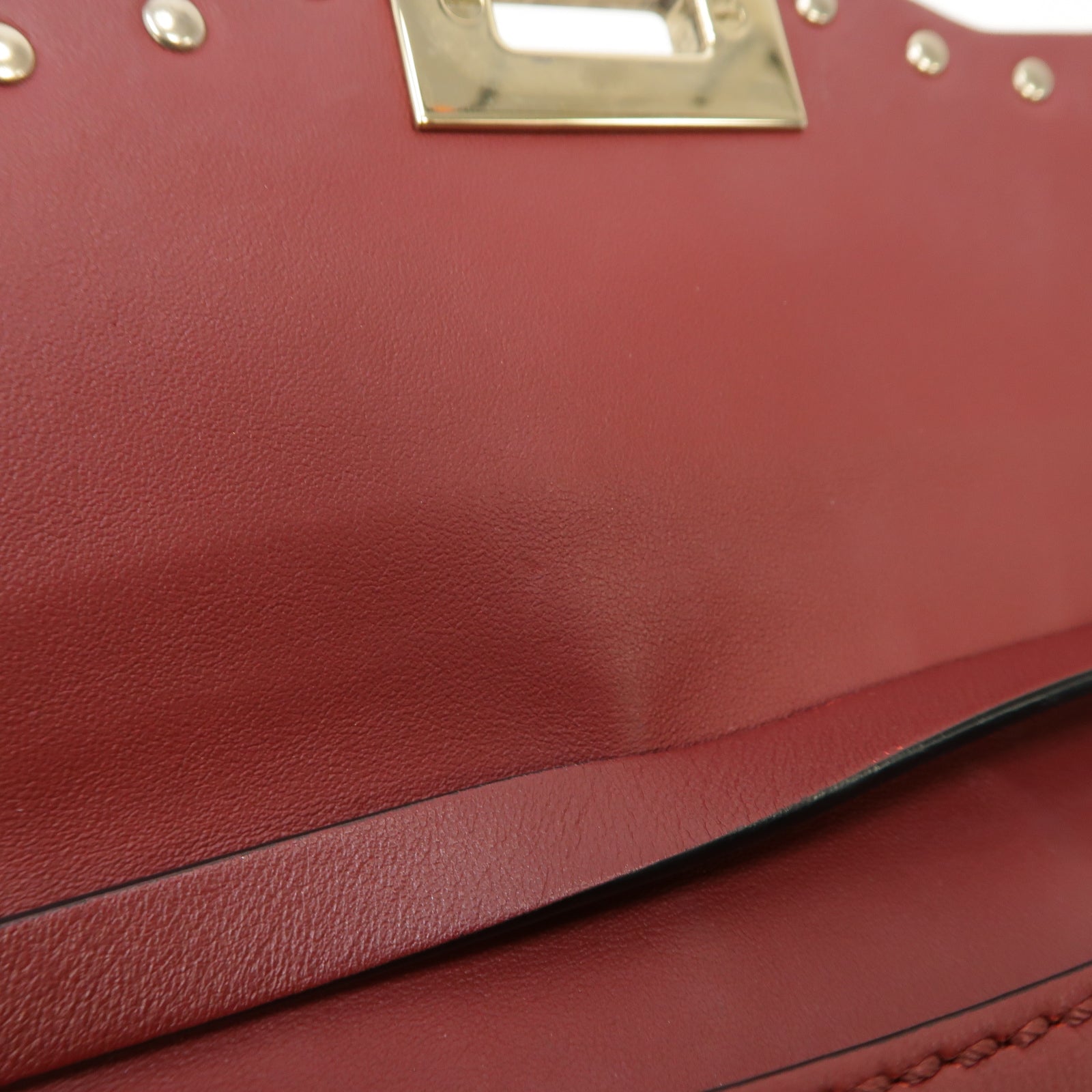 Valentino 羊皮皮革Shoulder Bag金扣肩背袋紅色