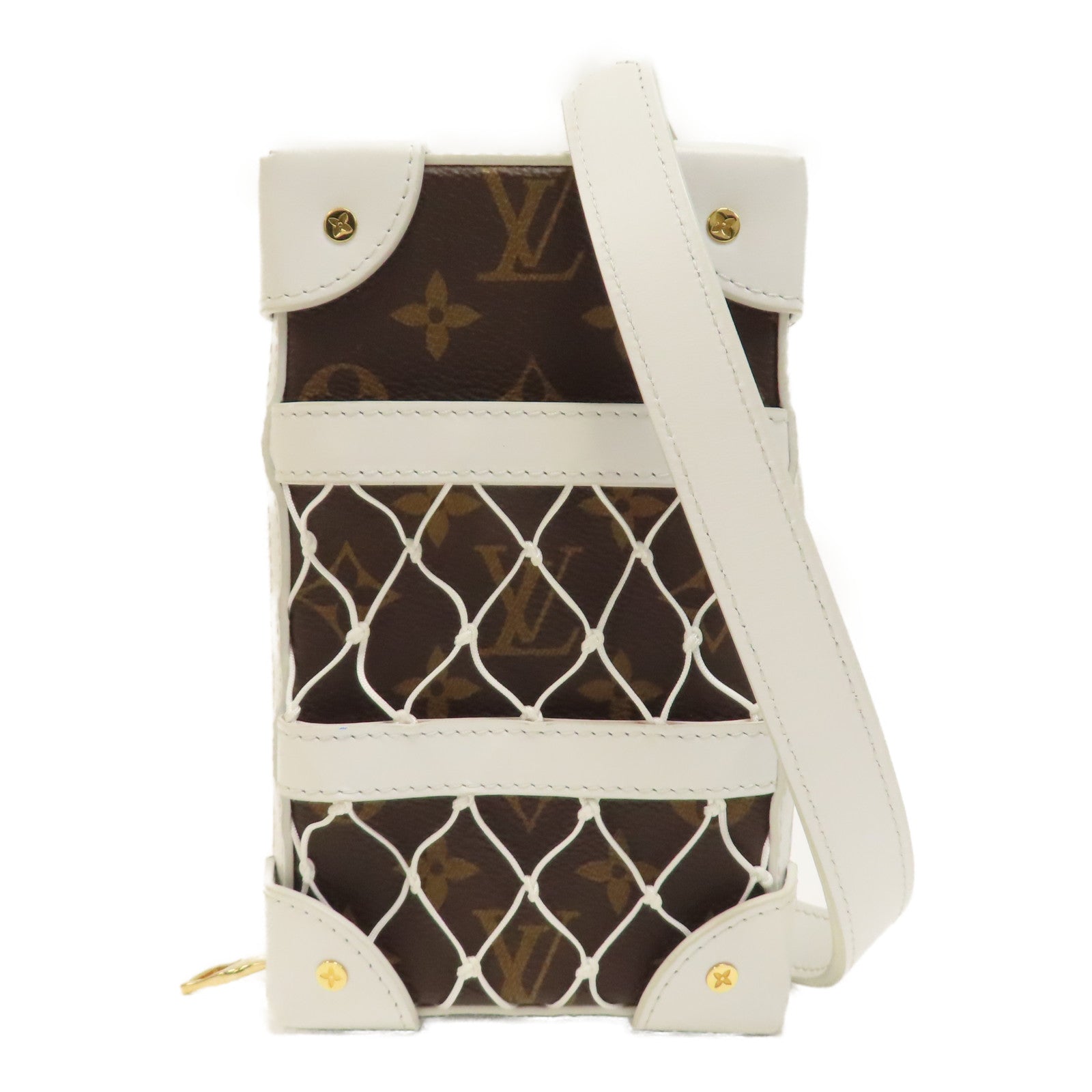 LOUIS VUITTON 【激減優惠】Monogram/皮革LVxNBA Soft Trunk金扣肩背袋啡色/白色