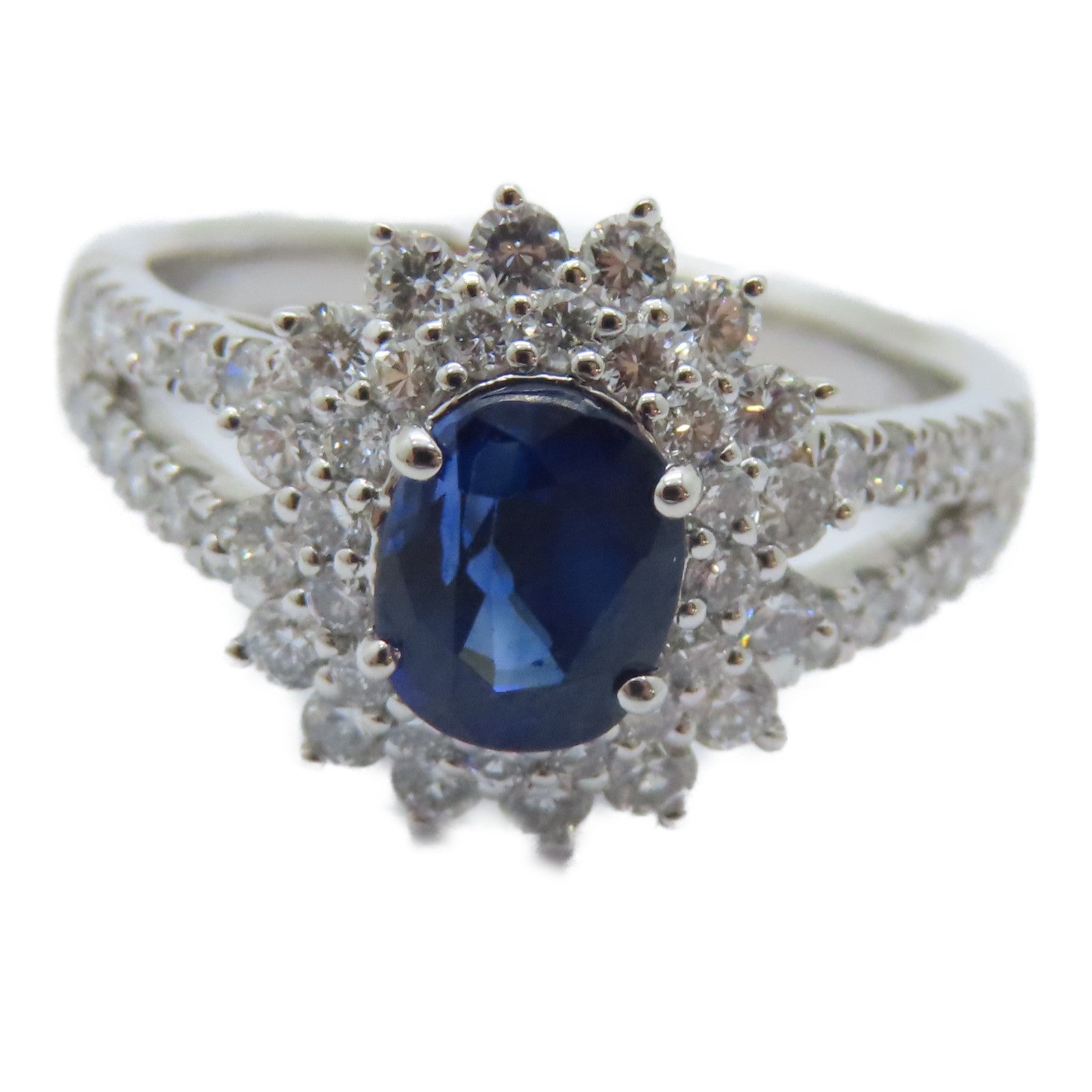 JEWELRY PT950鉑金Sapphire Diamond Ring 1.08ct藍寶石/0.81ct鑽石戒指US#6