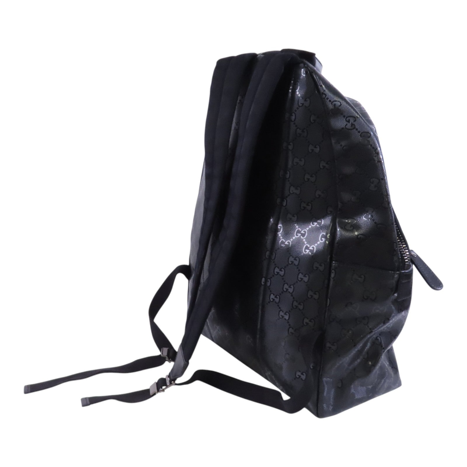 GUCCI 塗層帆布Backpack銀扣背包