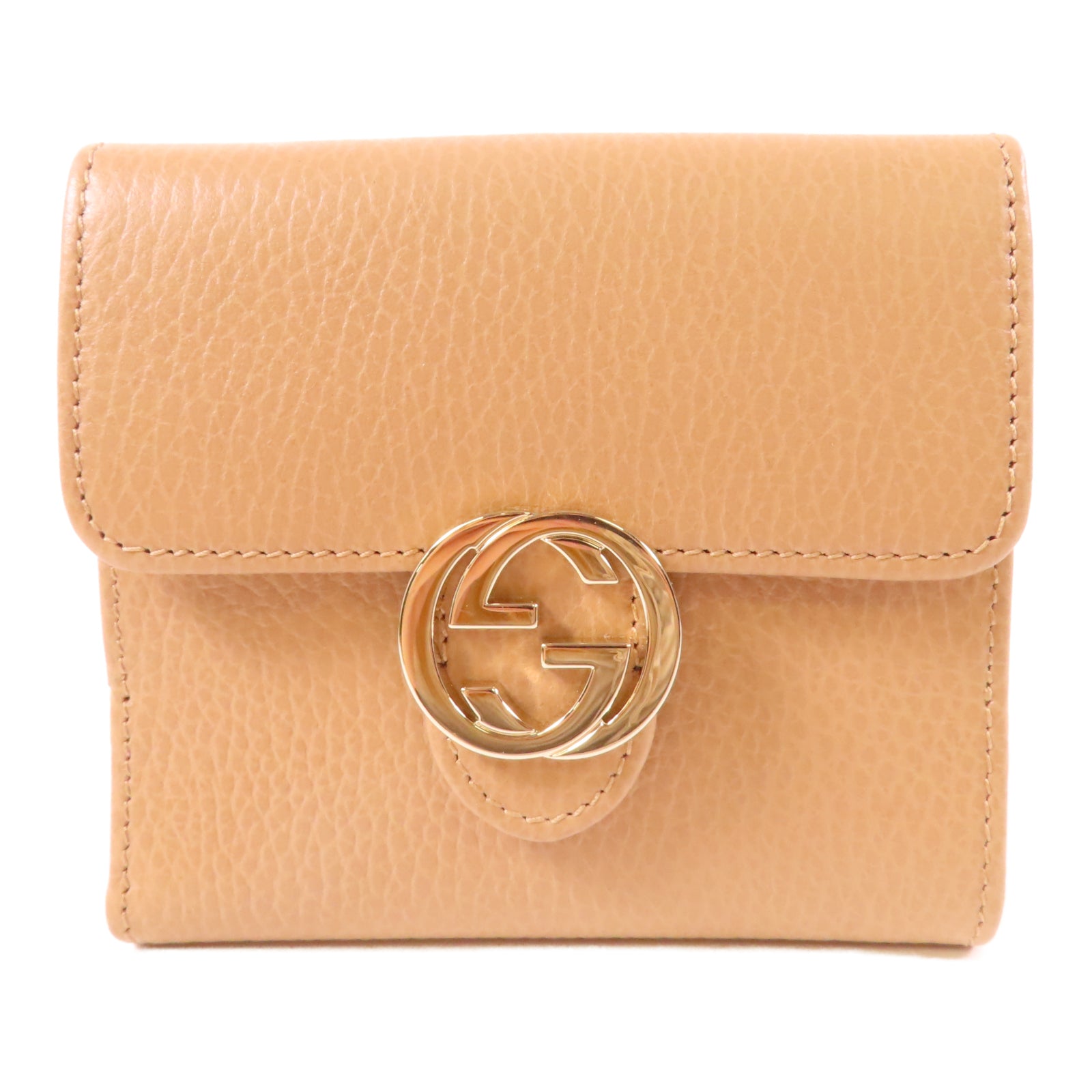 GUCCI 牛皮皮革Wallet金扣錢包啡色