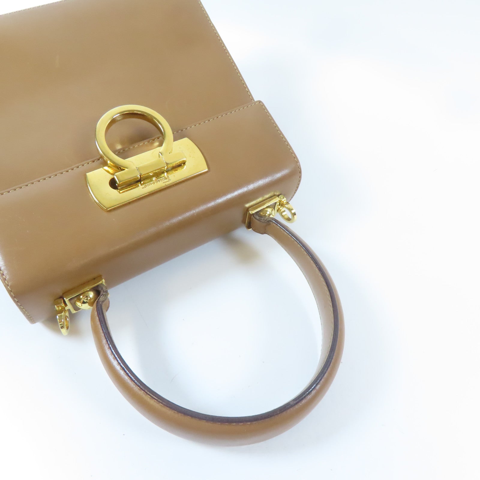 Salvatore Ferragamo 牛皮皮革2 Way Shoulder Bag金扣手挽肩背兩用袋啡色
