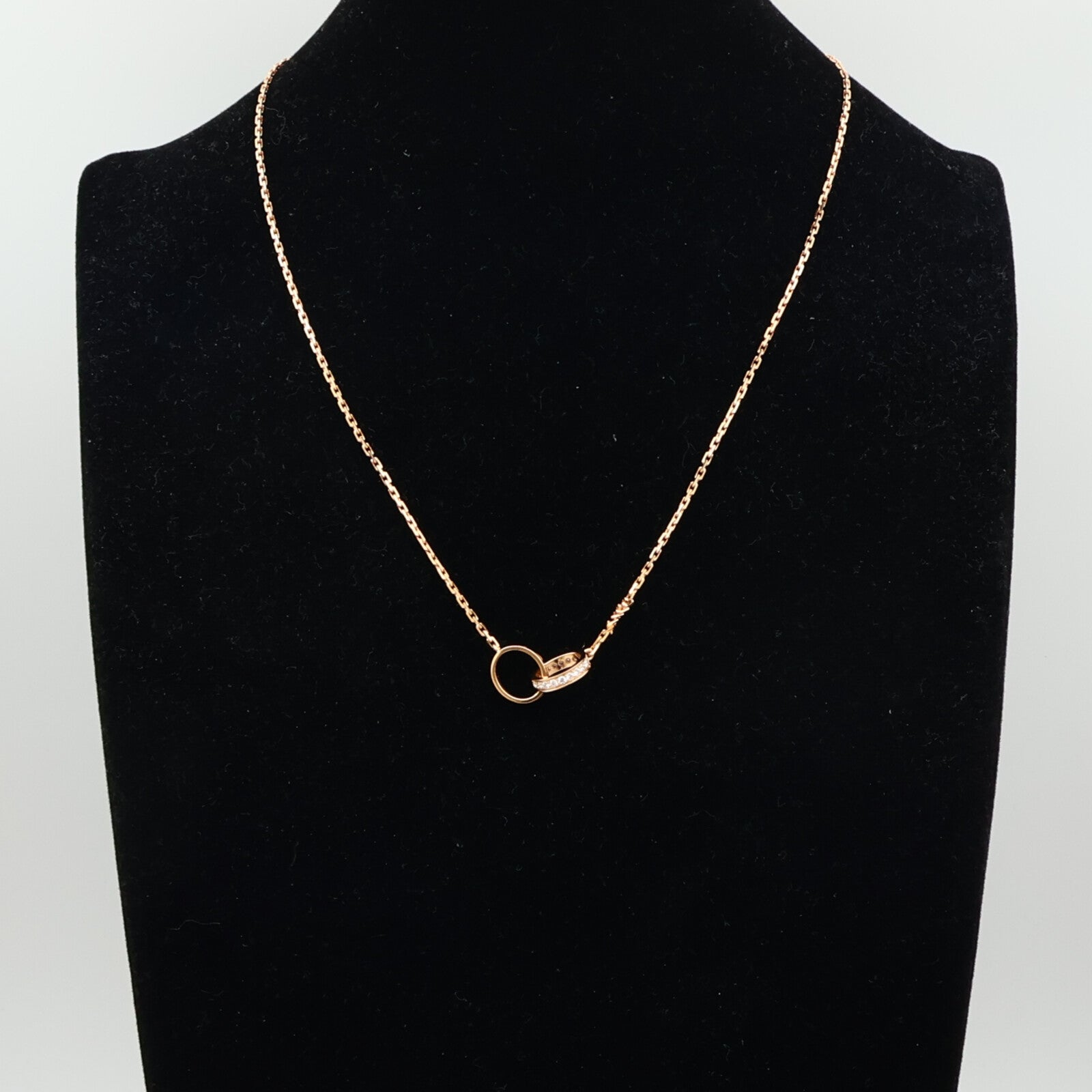 CARTIER 18K玫瑰金Love Pendant Half-Paved鑽石項鍊